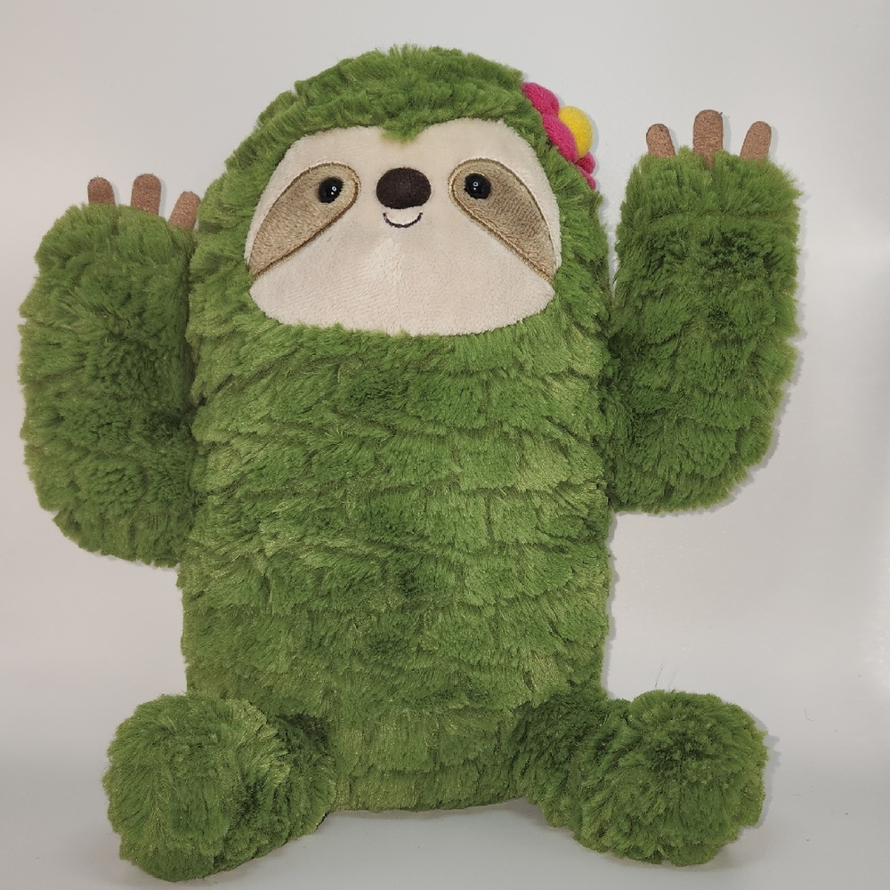 Aurora Green Plush‎ Sloth Stuffed Animal with Flower Accent
